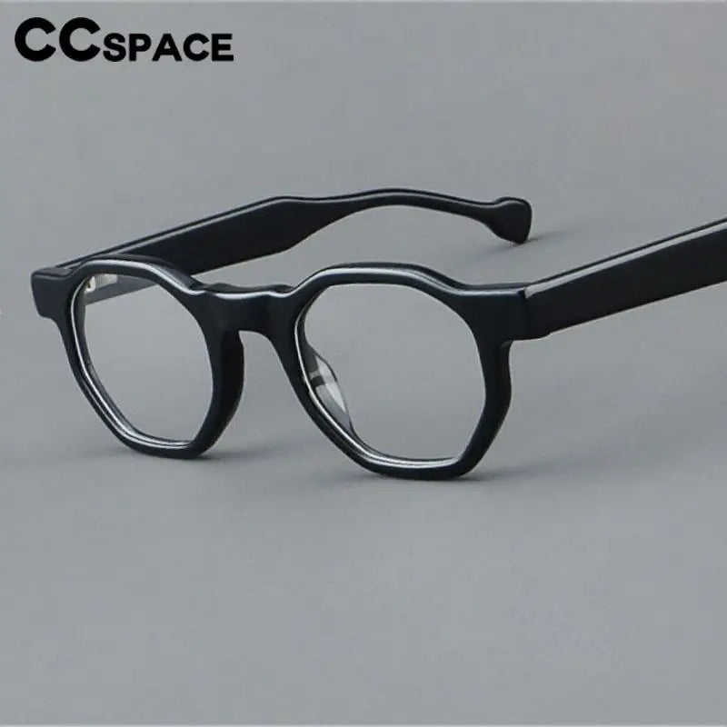 CCspace Unisex Full Rim Flat Top Round Acetate Reading Glasses R57621 - Stylish & Durable Eyewear for Reading, Office & Daily Use
