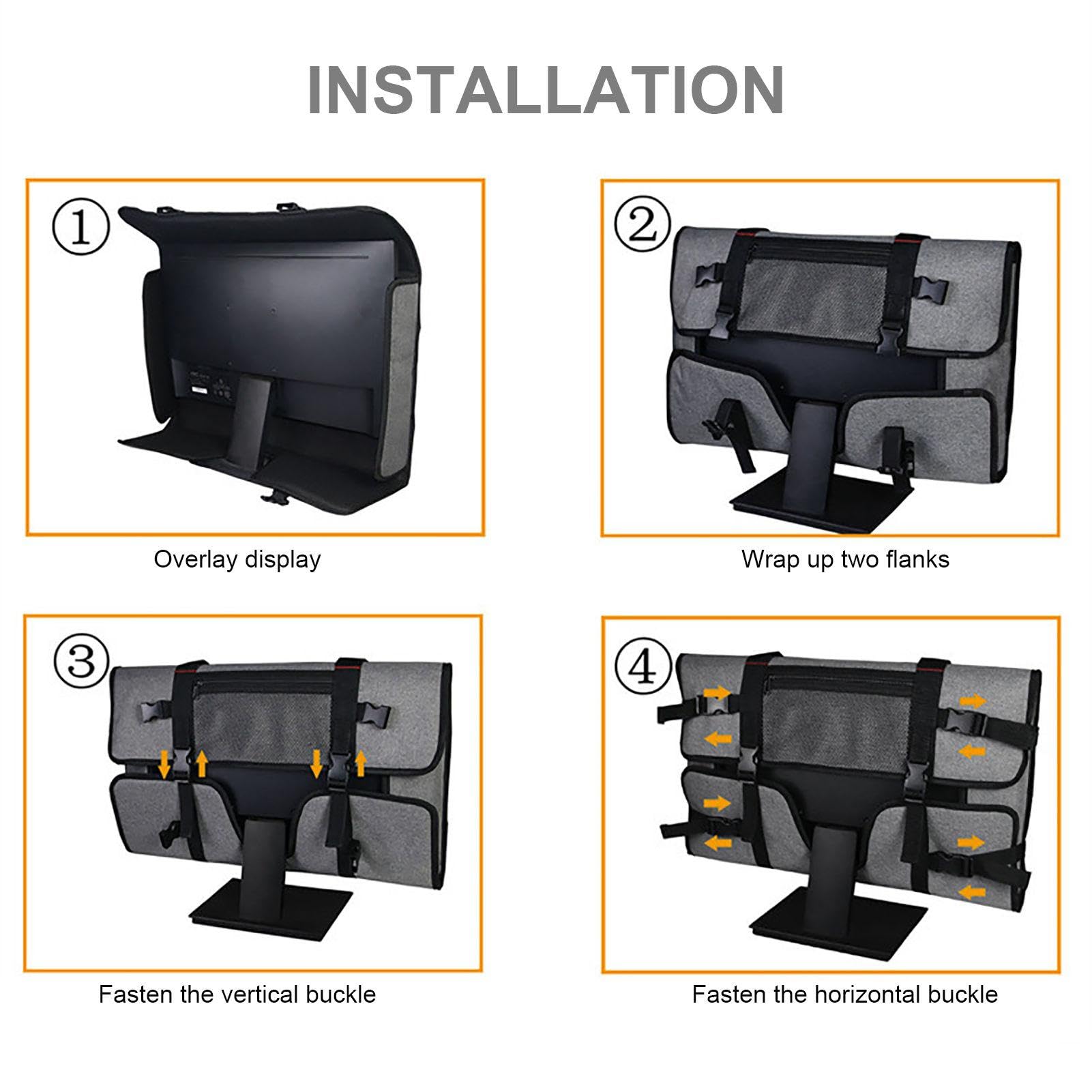 Waterproof Monitor Carrying Case for 20-24 Inch Desktop Screens - Adjustable Protective Tote Bag with Multiple Pockets | Durable Travel Storage Solution for Office, Home & Business Trips