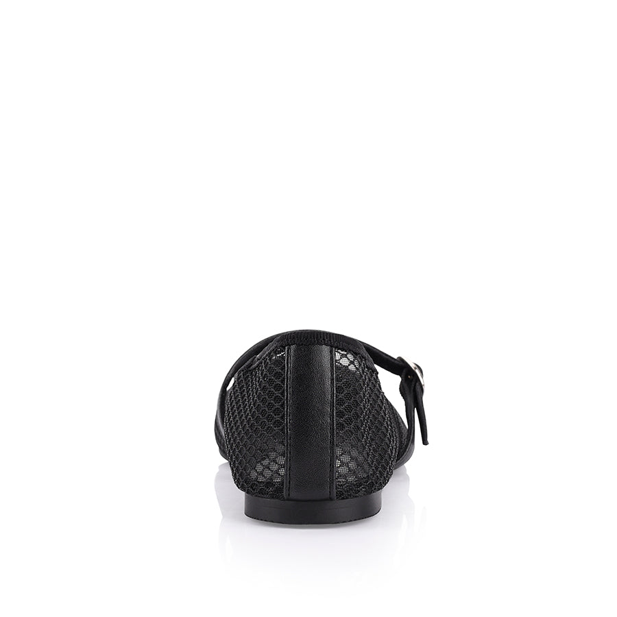 Bambam Mary Jane Flats - Black Mesh Comfortable Women's Shoes for Work, Office & Casual Wear