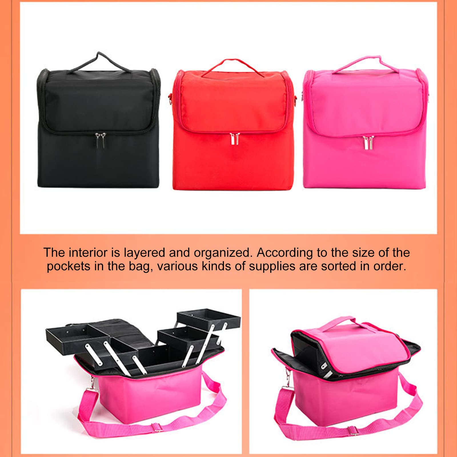 EXCLUZO Large Capacity Cosmetic Storage Bag - Travel Makeup Organizer for Women, Portable Waterproof Makeup Pouch (Perfect for Travel, Gym, Daily Use & Beauty Essentials Organization)