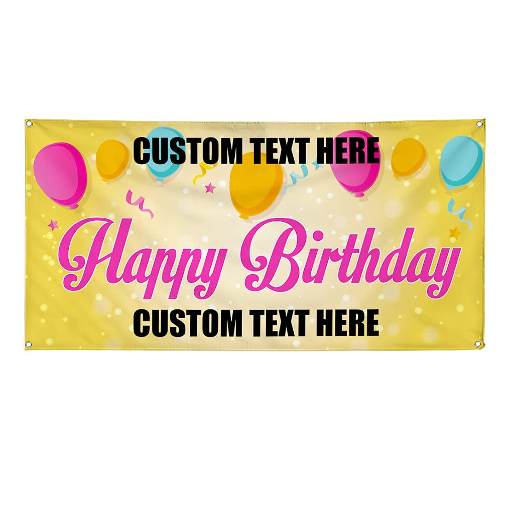 Custom Vinyl Birthday Banner - Personalized Text, 48x96 Inches, Weatherproof Outdoor Sign with 8 Grommets for Yard, Party & Events | Multiple Sizes Available for Advertising & Celebration Decor