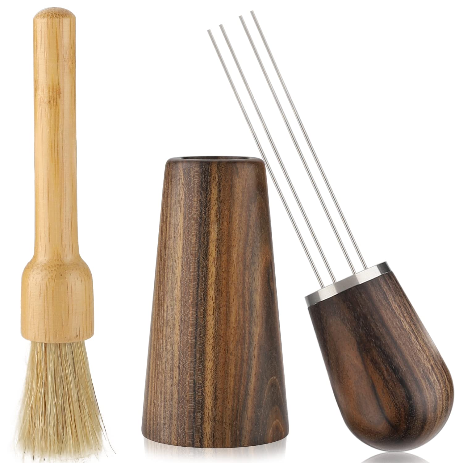 Premium Espresso WDT Tool - Coffee Stirrer & Needle Distributor with Natural Wood Handle & Base Stand - Perfect for Baristas & Home Coffee Brewing - Ideal for Espresso Preparation & Coffee Bar Use