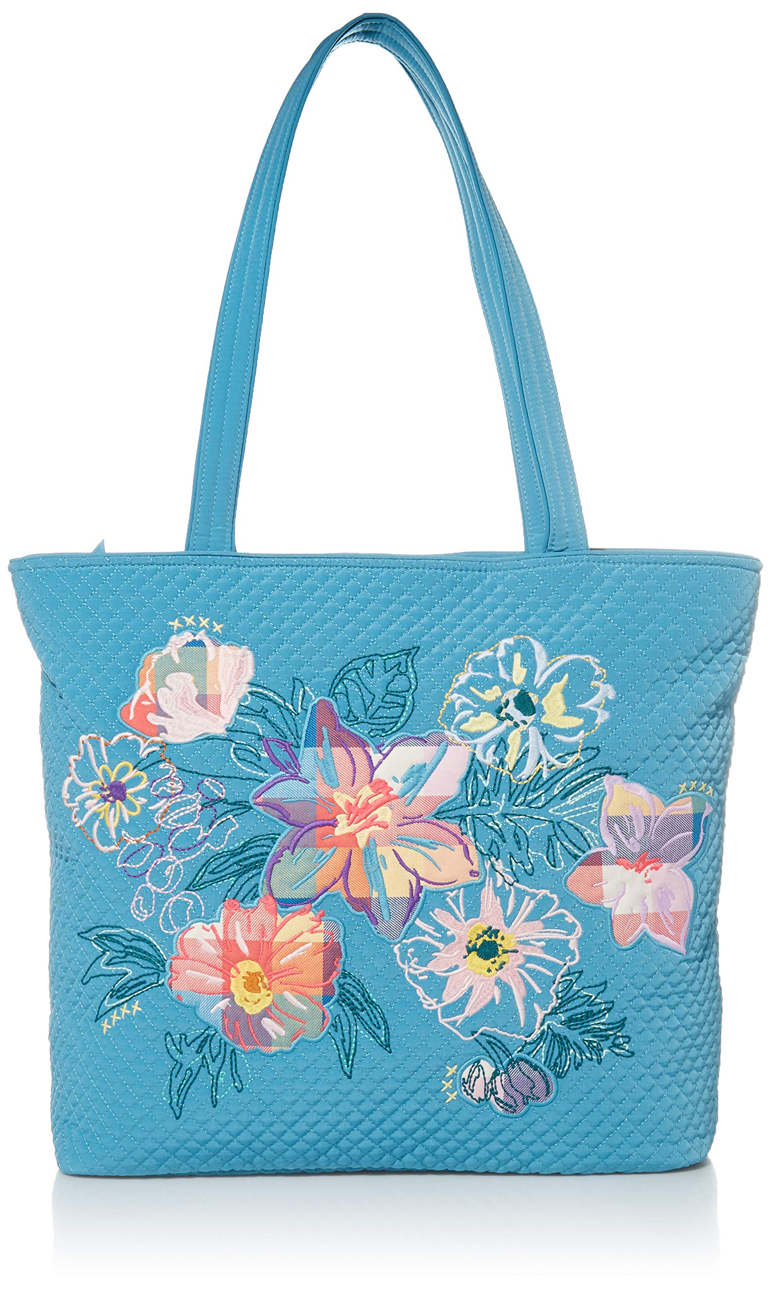 Vera Bradley Women's Microfiber Vera Tote Bag - Lightweight Travel & Work Tote for Women, Spacious Handbag with Pockets, Perfect for Office, Commute & Weekend Getaways