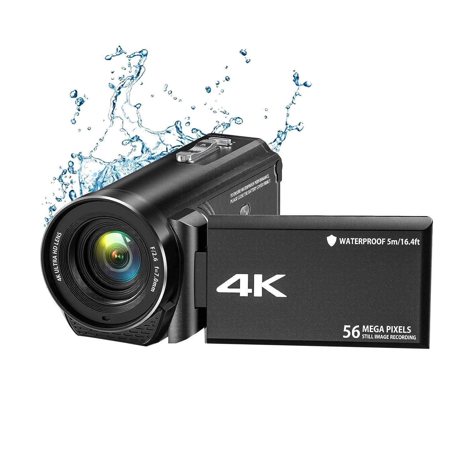 4K Ultra HD 56MP 30FPS Waterproof Digital Camcorder - Komdndht Portable Video Camera for Vlogging, Travel & Outdoor Adventures