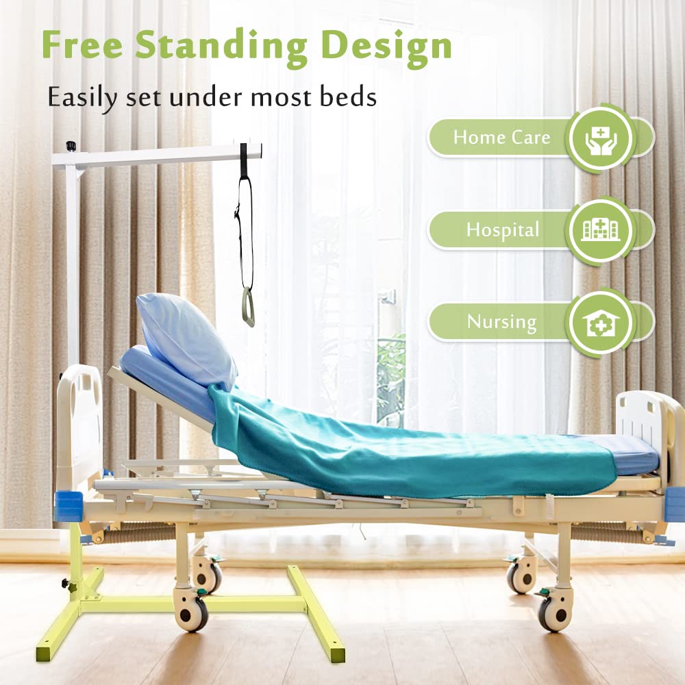 Mybow Bed Trapeze Bar - Adjustable Bed Mobility Aid for Seniors & Elderly, Bedside Pull Up Bar & Transfer Rail, Bariatric Bed Handle for Hospital & Home Use - Ideal for Standing Assistance & Safe Patient Transfer
