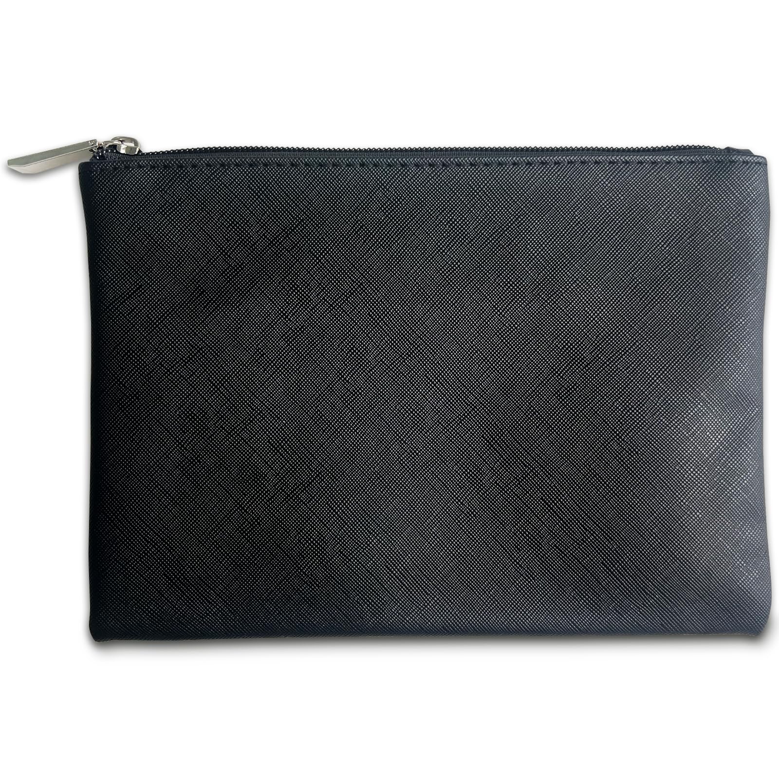 Compact Vegan Leather Makeup Bag for Travel | Small Zippered Cosmetic Pouch for Women | Black | Perfect for On-the-Go Essentials & Airplane Carry-On