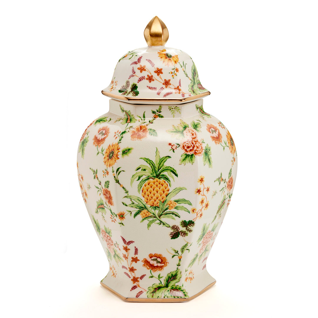 Portsmouth Pineapple Ginger Jar - Handcrafted Ceramic Vase for Home Decor, Perfect for Living Room, Dining Table & Shelf Display
