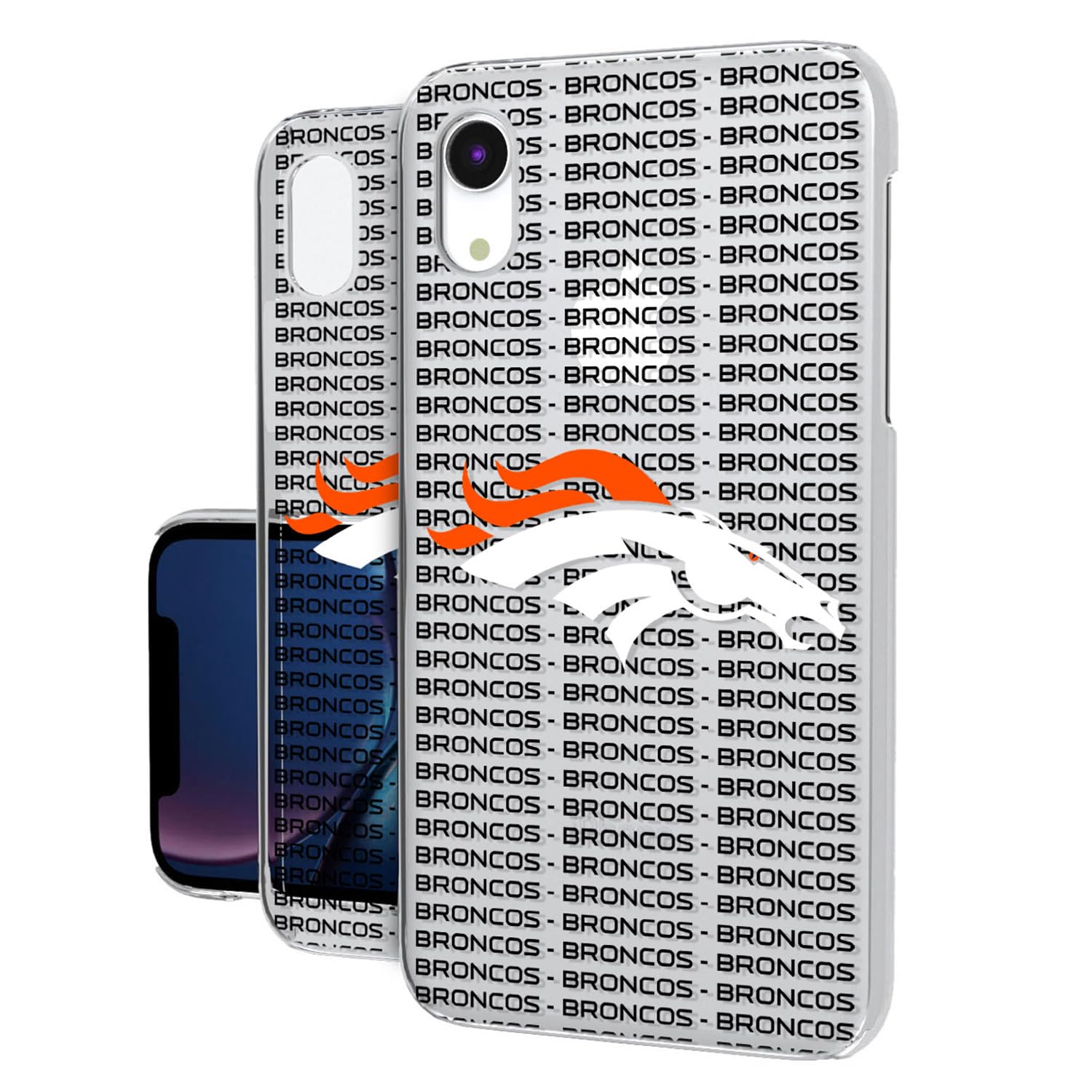 Denver Broncos iPhone Clear Case with Text Backdrop - Slim Protective Cover for iPhone 13/14/15 Pro Max - Perfect for Football Fans & Game Day Accessories