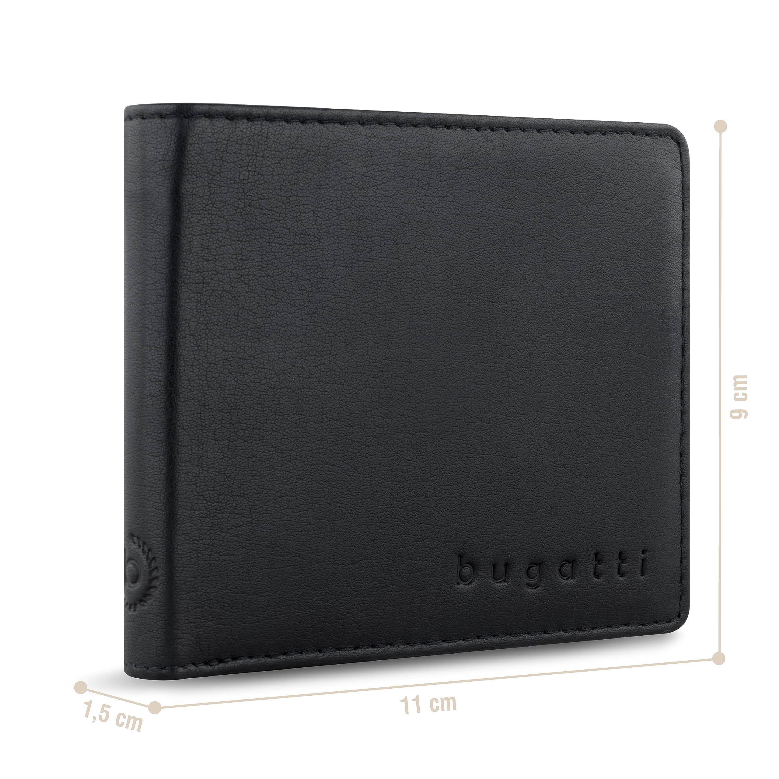 Bugatti Men's Leather Coin Pouch Wallet - Slim RFID Blocking Card Holder for Cash & Credit Cards | Perfect for Travel, Gym & Everyday Use