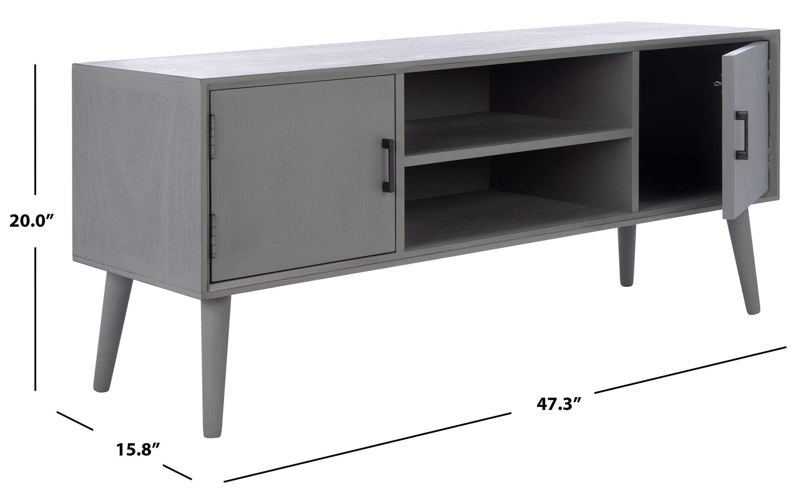 SAFAVIEH Home Collection Sorrel Mid-Century Distressed Grey TV Stand - 50-inch 2-Door 1-Shelf Media Console for Flatscreen TVs | Perfect for Living Room, Bedroom & Home Theater Entertainment Centers