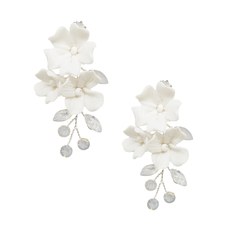 Opal Crystal Floral Drop Wedding Earrings A9783 – Elegant Bridal Jewelry for Weddings, Prom & Special Occasions