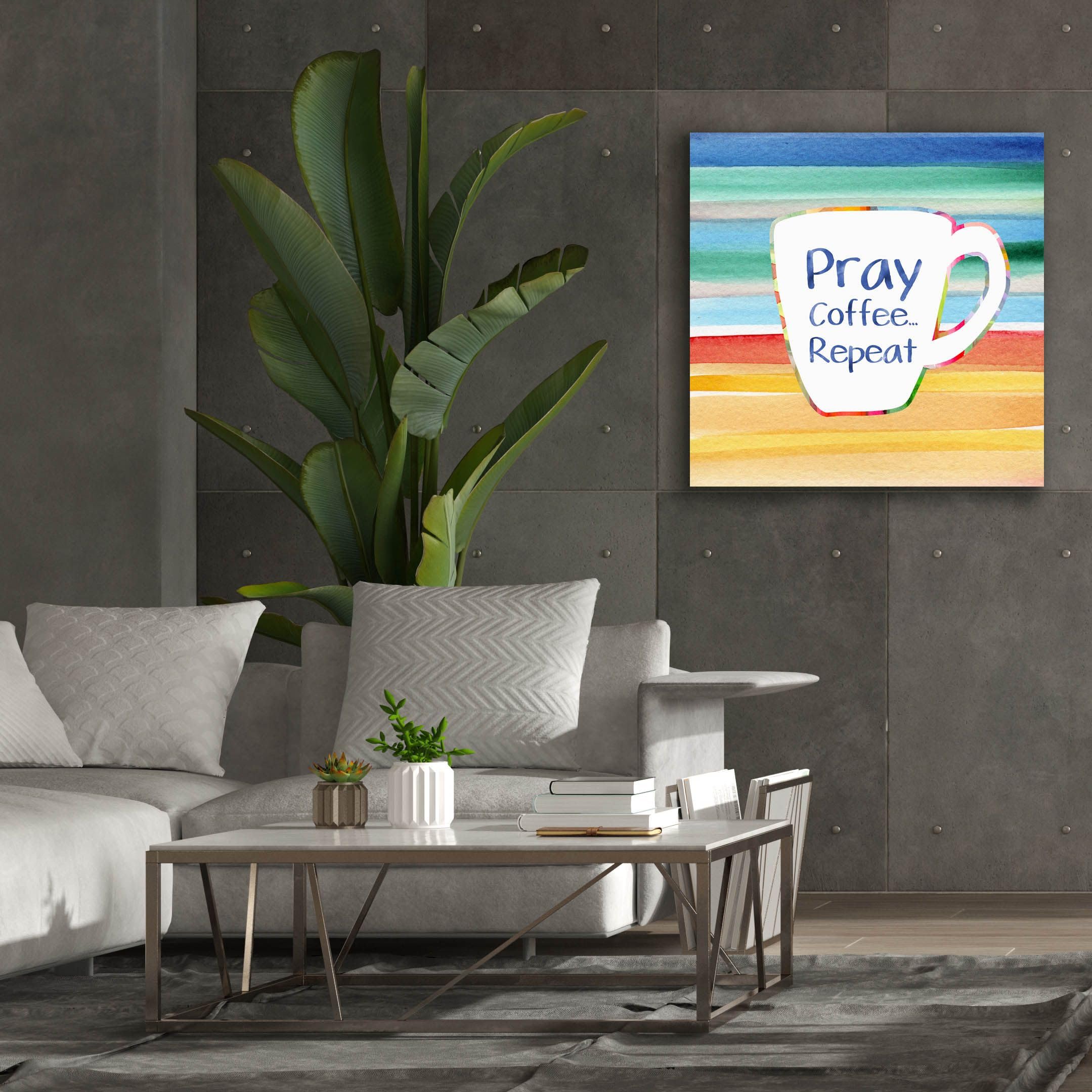 Epic Graffiti 'Pray, Coffee, Repeat' by Linda Woods - 37x37 Inch Canvas Wall Art for Home & Office Decor - Perfect for Living Room, Bedroom or Cafe