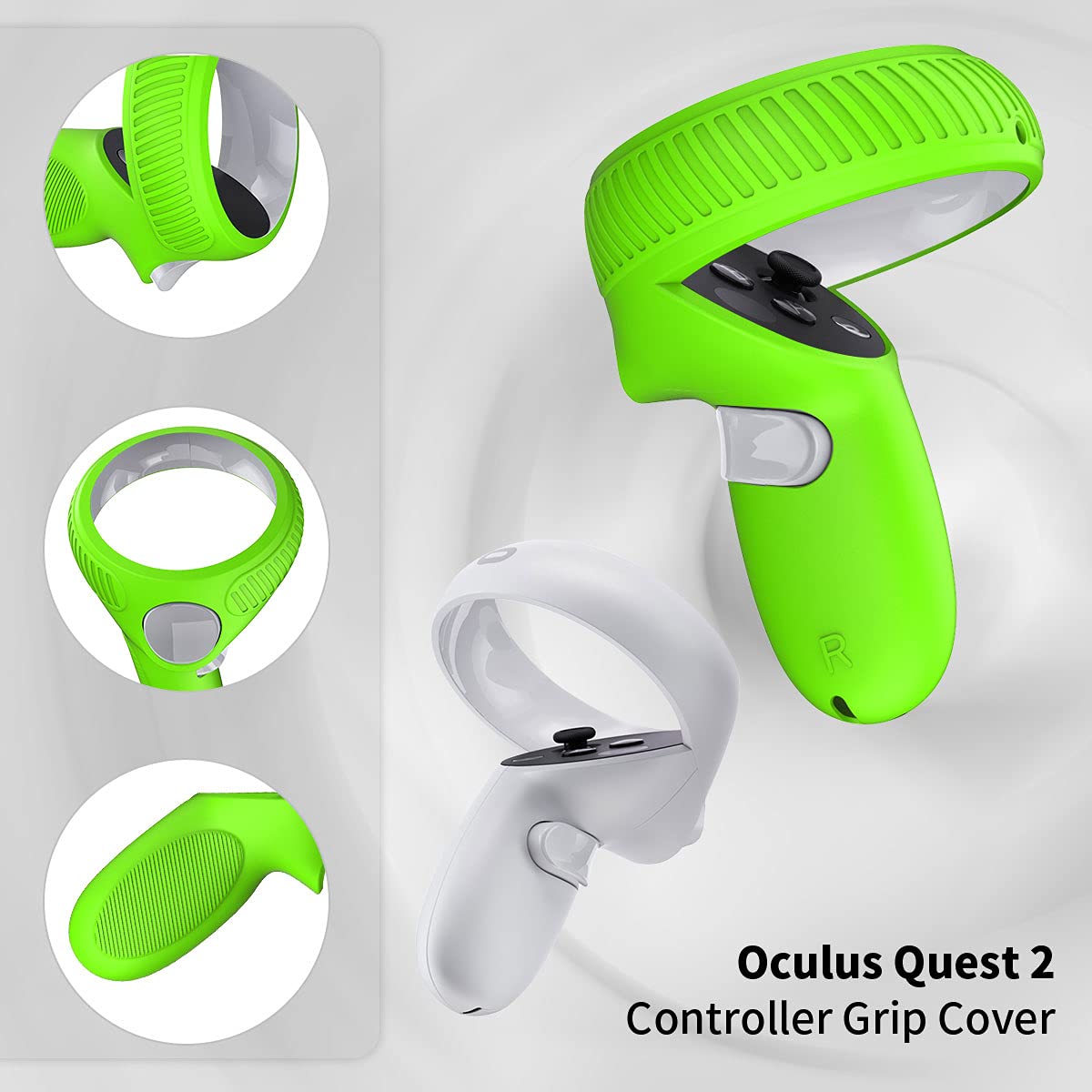 Oculus Quest 2 Silicone Accessories Kit - 4-in-1 Touch Controller Grip Cover, Handle Sleeve, Shell Protector & Lens Cover - Enhanced Comfort & Protection for VR Gaming (Green) - Perfect for Intense VR Sessions & Long Playtime Comfort