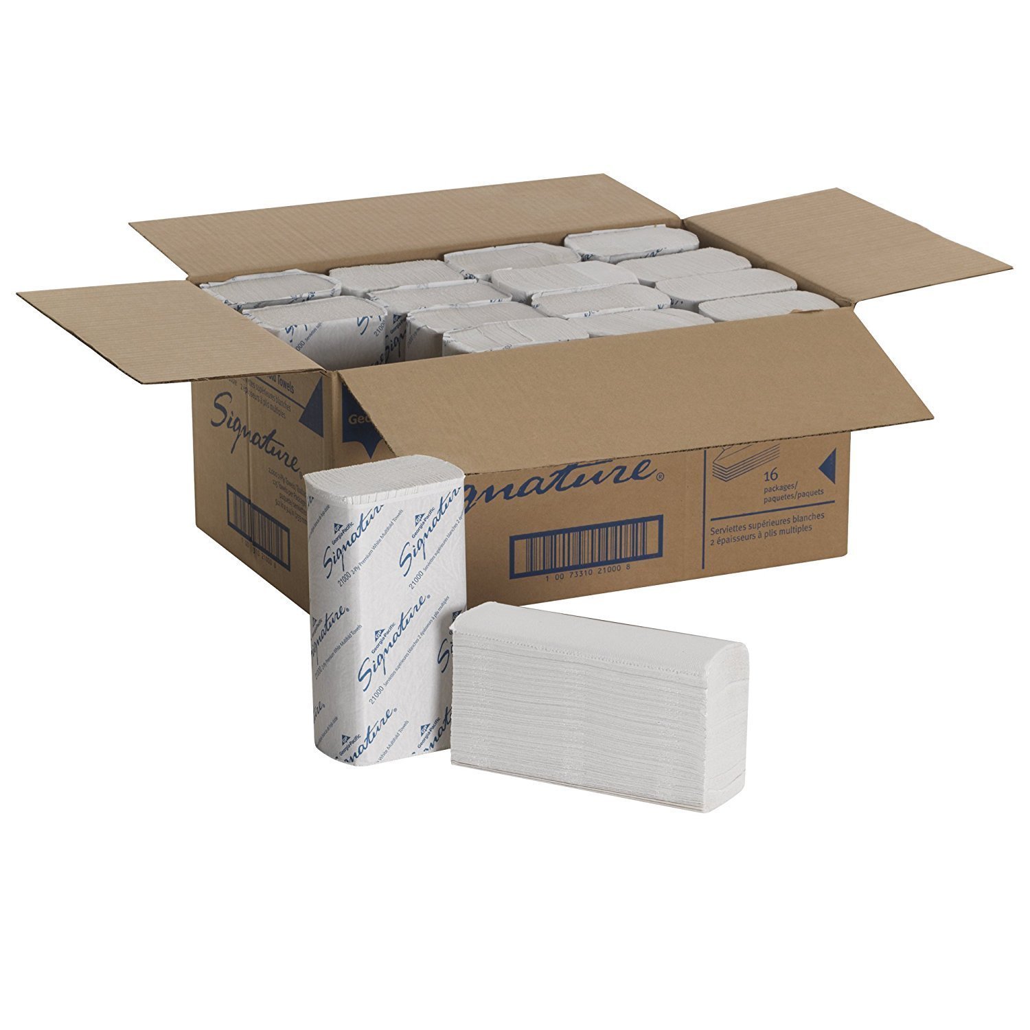 Georgia-Pacific 21000 Signature 2-Ply Premium Multifold Paper Towels | White, 125 Sheets per Pack, 32 Packs per Case (4000 Count Total) | Ideal for Restaurants, Offices & Commercial Use