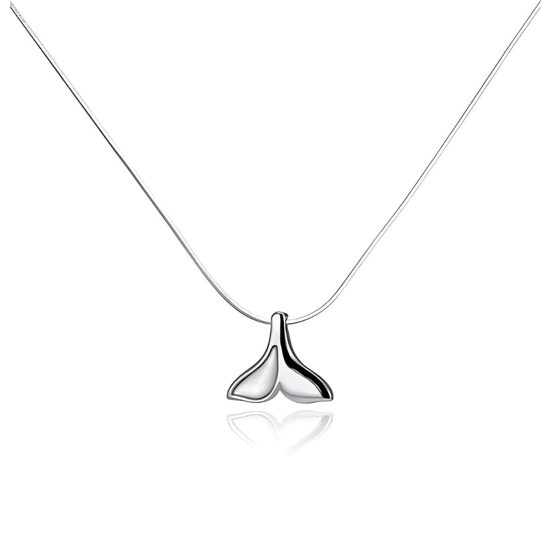 EDGY Whale Tail Two Tone Pendant Necklace | Sterling Silver & Gold Plated Jewelry for Women | Perfect for Beach Parties, Boho Fashion & Layered Necklace Styling