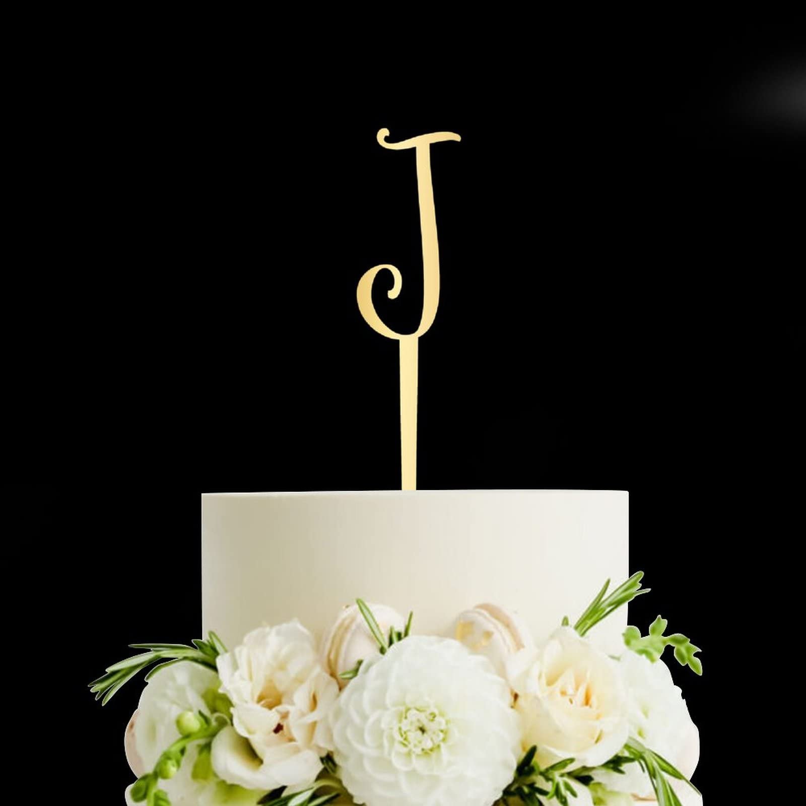 Gold Glitter Letter J Cake Topper - Personalized Acrylic Initial Cake Decor for Birthday Parties & Rustic Weddings - Perfect for Anniversary, Baby Shower, and Special Event Cake Decorations