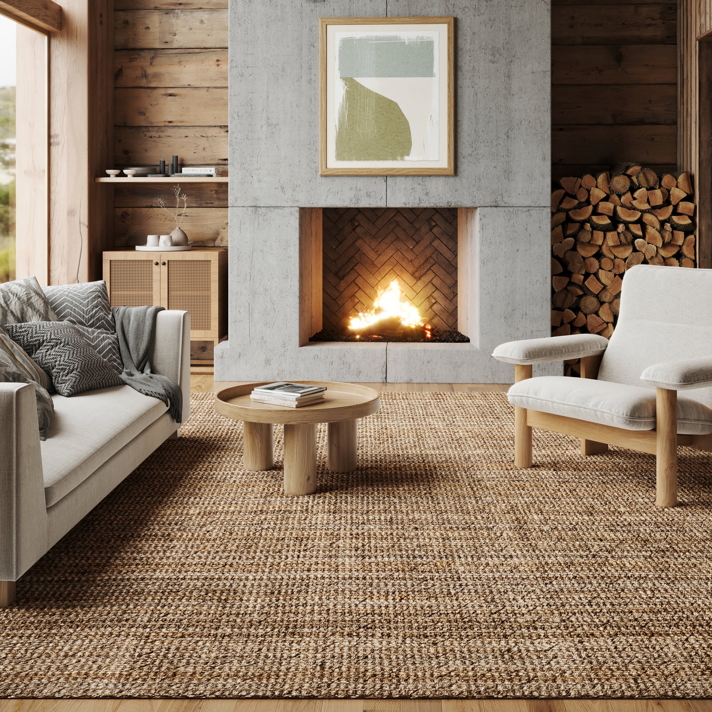 Handwoven Jute Ribbed Solid Rug - Natural Fiber Floor Mat for Living Room, Bedroom & Boho Decor | Eco-Friendly Home Accent