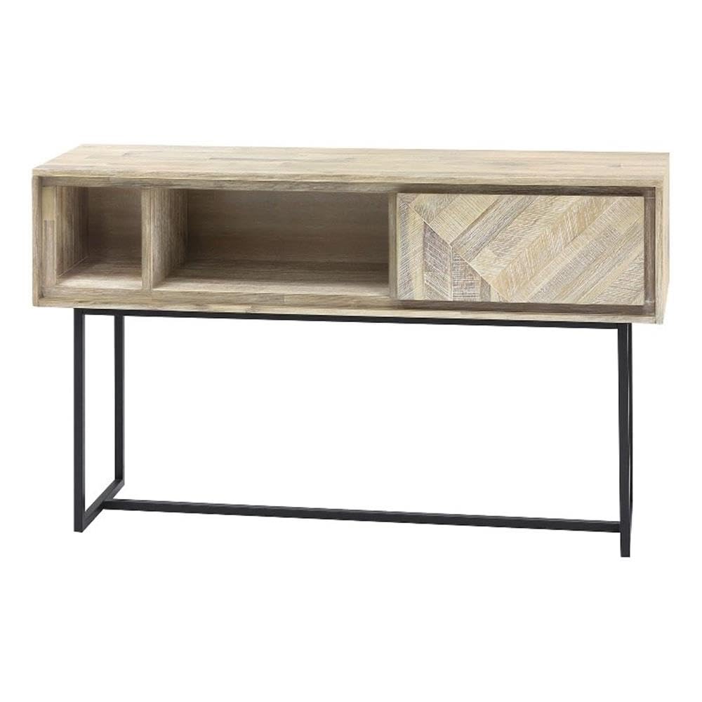 Armen Living Peridot 1-Drawer Writing Desk in Natural Acacia Wood - Modern Home Office Desk for Small Spaces & Study Rooms