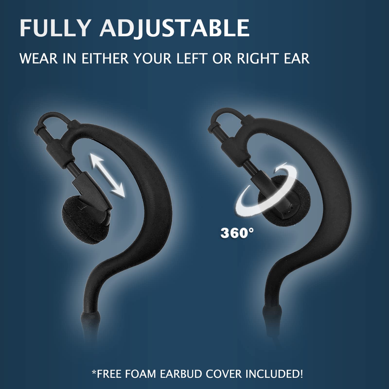 ProMaxPower Two-Way Radio Headset Earpiece G-Shape - Compatible with Motorola XPR3300e XPR3500e DP2600 DP3441 MTP3550 (5 Pack) - Ideal for Security, Construction & Event Communication