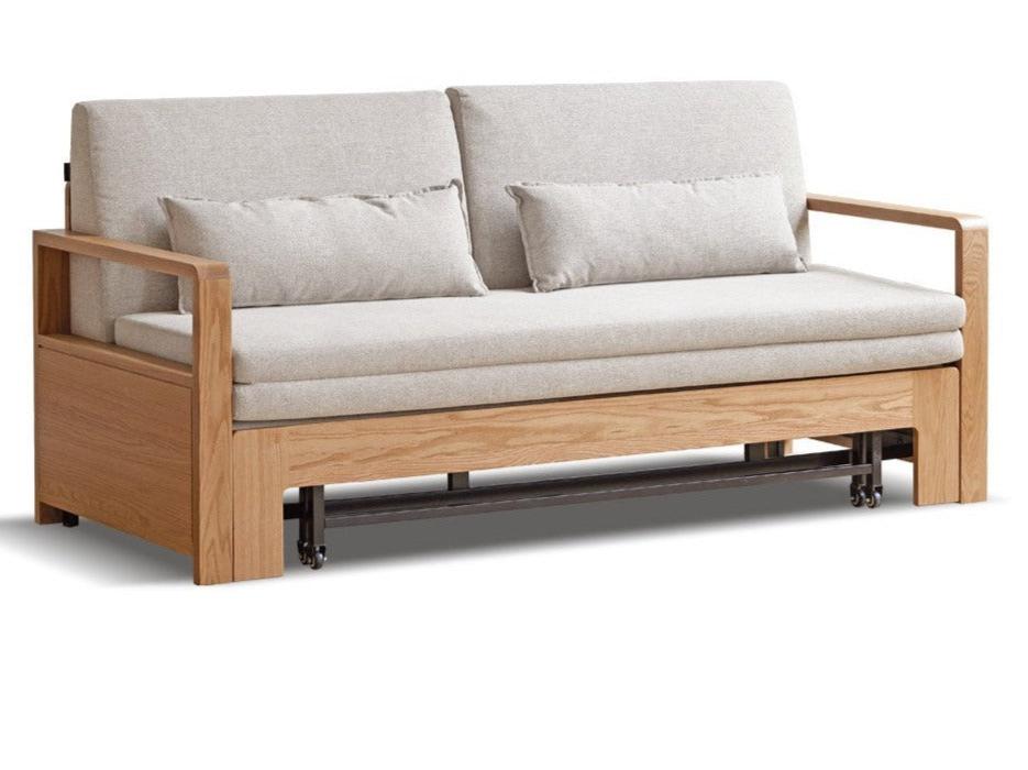 74x32.6-77.5x34 inch / 188x82.7-196.8x86.3сm /Natural wood sofa bed - gravel white