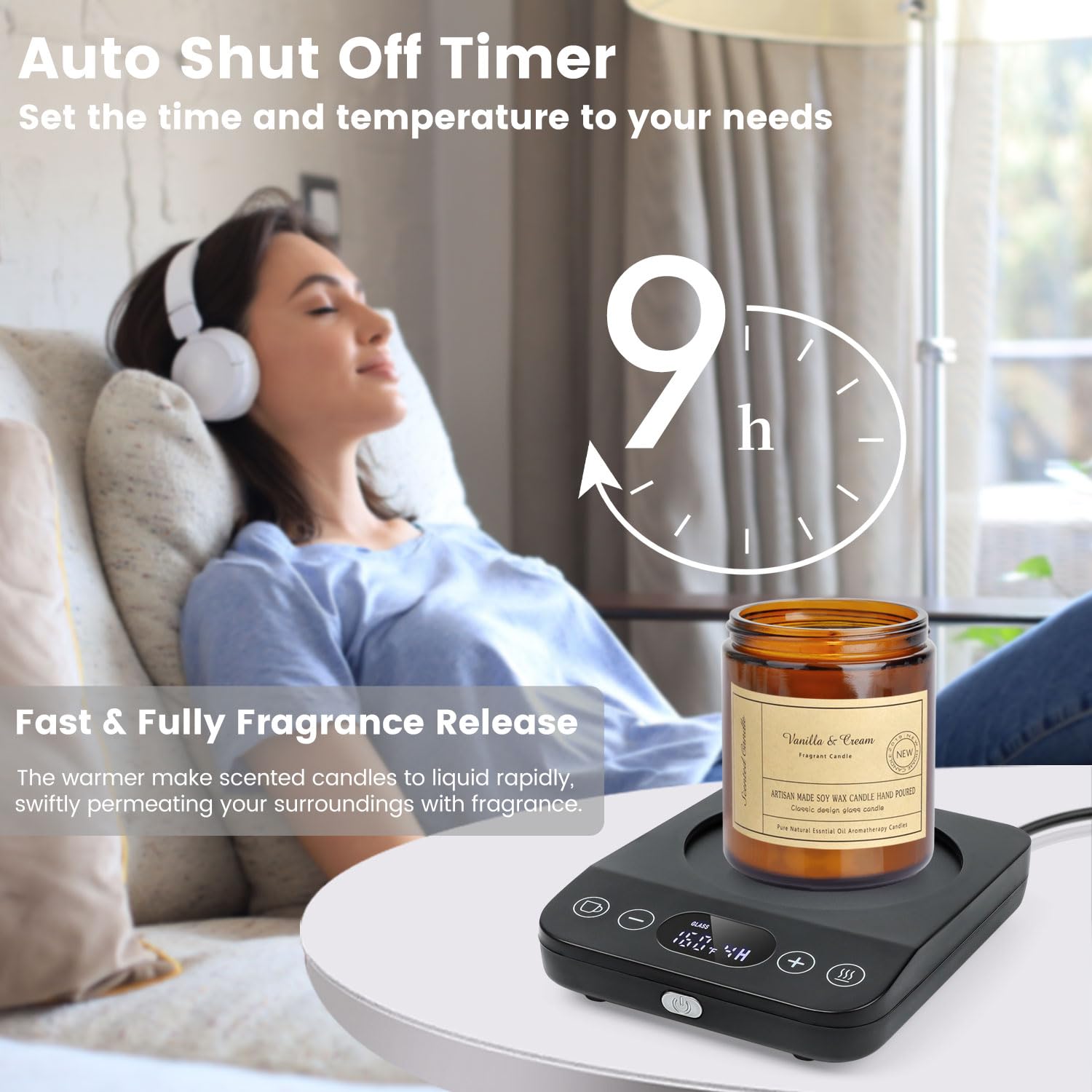 30W Coffee Mug Warmer with Auto Shut Off & Timer - 15.5oz Aesthetic Ceramic Mug Set - Smart Desk Heater for Coffee, Tea, Hot Beverages - Perfect for Office, Home Use & Gift Giving - Black