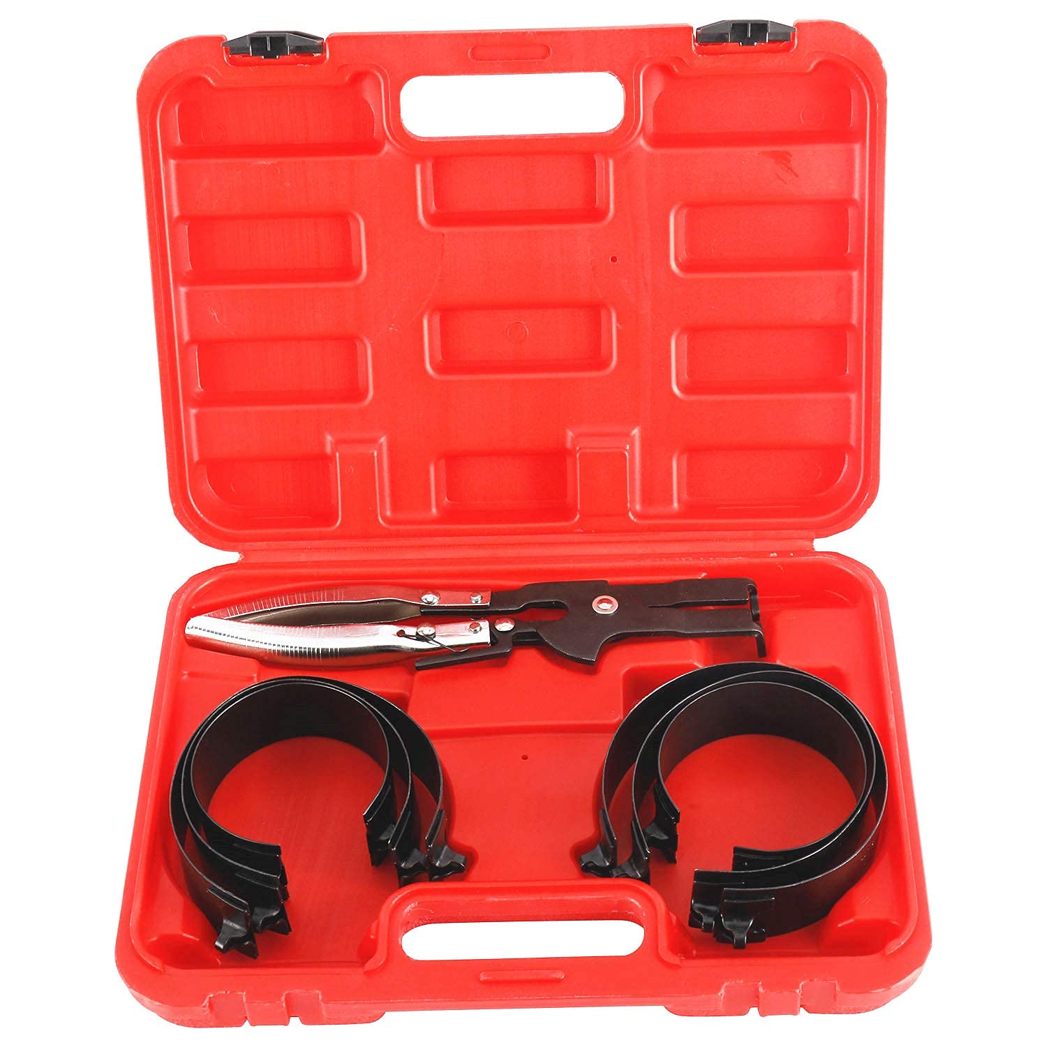KUNTEC Piston Ring Compressor Kit with Plier & 6 Bands - Professional Cylinder Installer Tool Set for Engine Repair and Maintenance | Perfect for Automotive Mechanics and DIY Car Enthusiasts