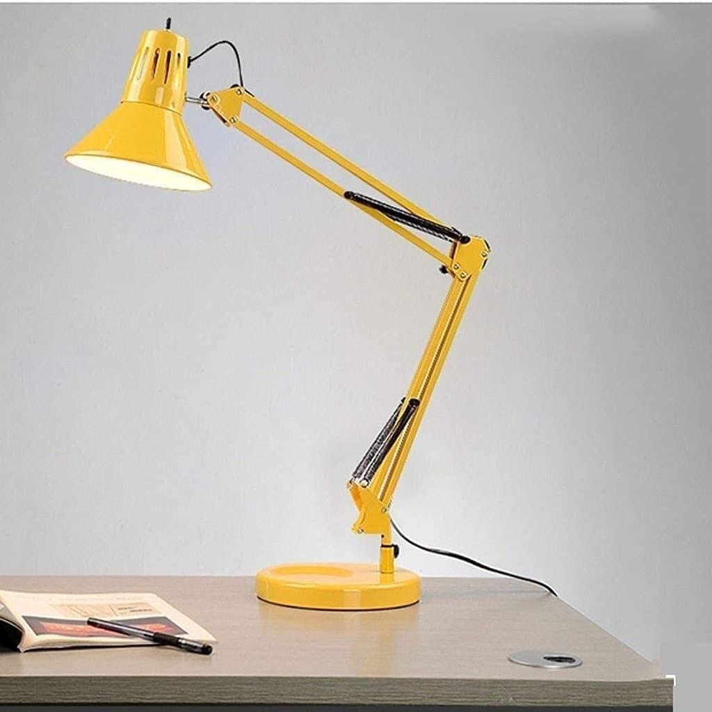 JYYBN Swing Arm Desk Lamp - Adjustable LED Eye Protection Light for Study, Office & Bedroom - Foldable Black/White/Yellow - Perfect for Reading, Working & Nightstand Use