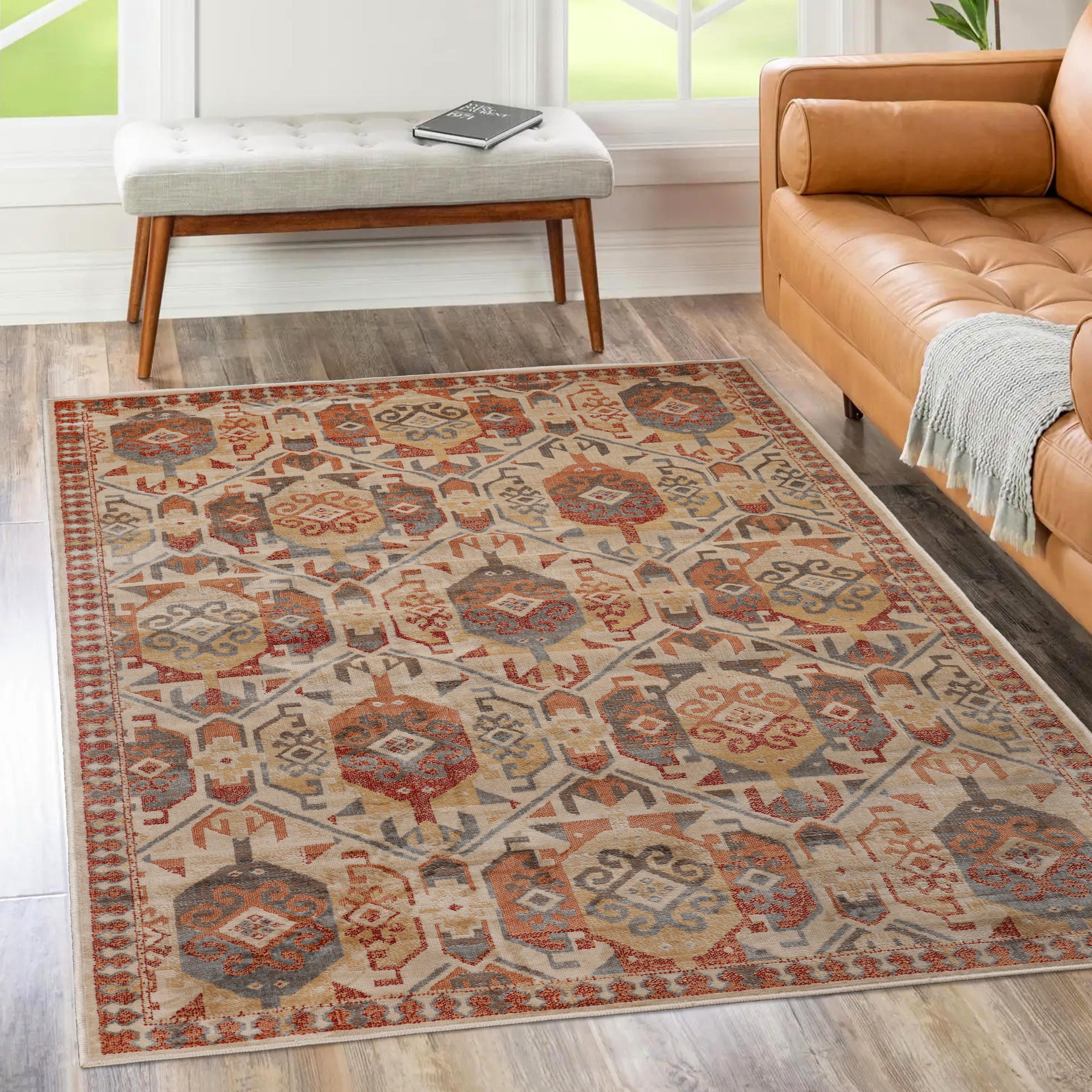 Zuleyka Aztec Southwestern Area Rug - Handwoven Indoor Bohemian Floor Mat for Living Room, Bedroom & Dorm Decor | Non-Slip Tribal Design
