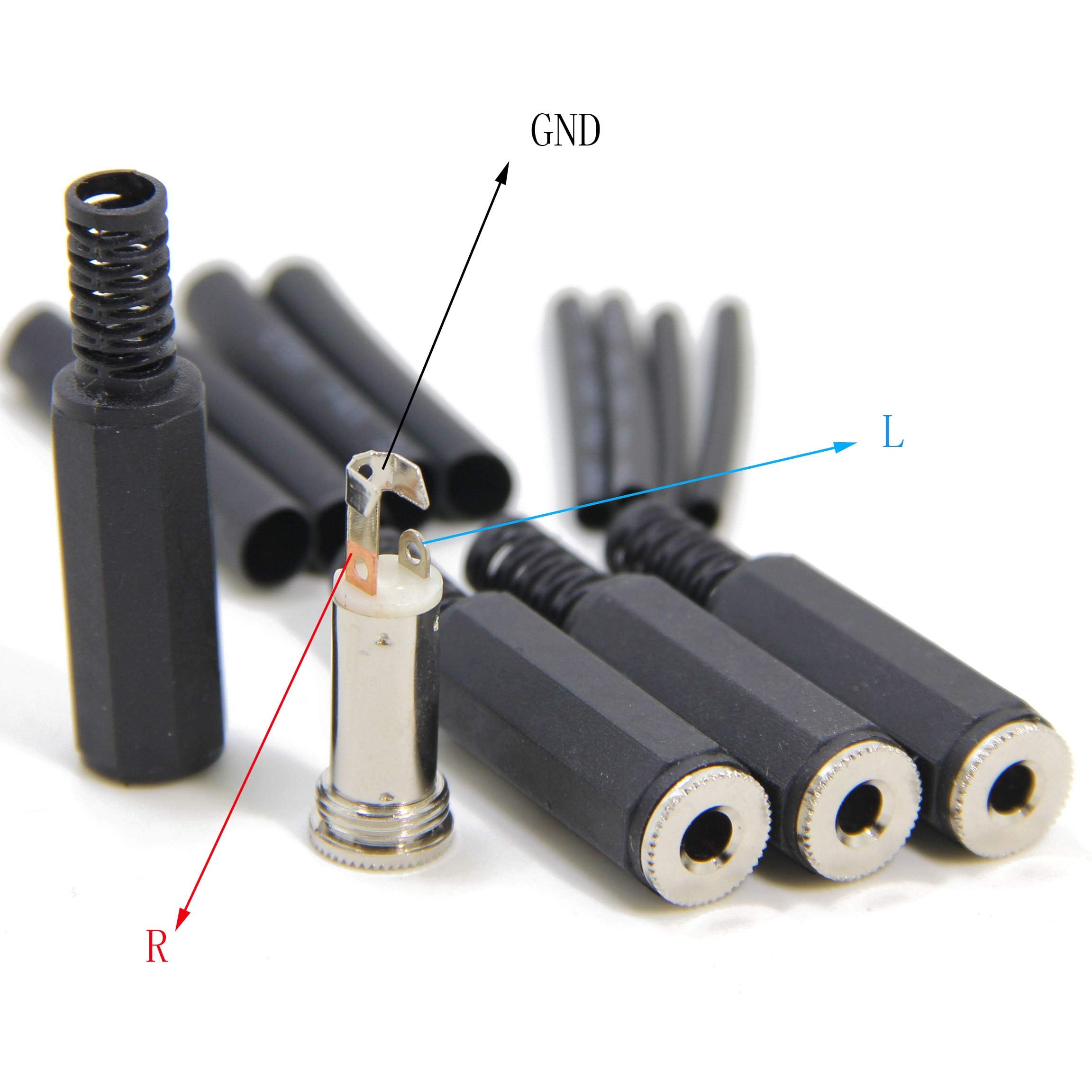 10-Pack 3.5mm TRS Stereo Female Jack Connectors - 1/8