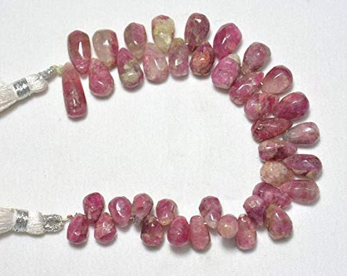 Pink Tourmaline Tear Drop Beads 6x9mm-6x17mm | Smooth Gemstone Beads for Jewelry Making | 6-Inch Strand (Code-MVG-30579) | Perfect for Necklaces, Bracelets & DIY Crafts