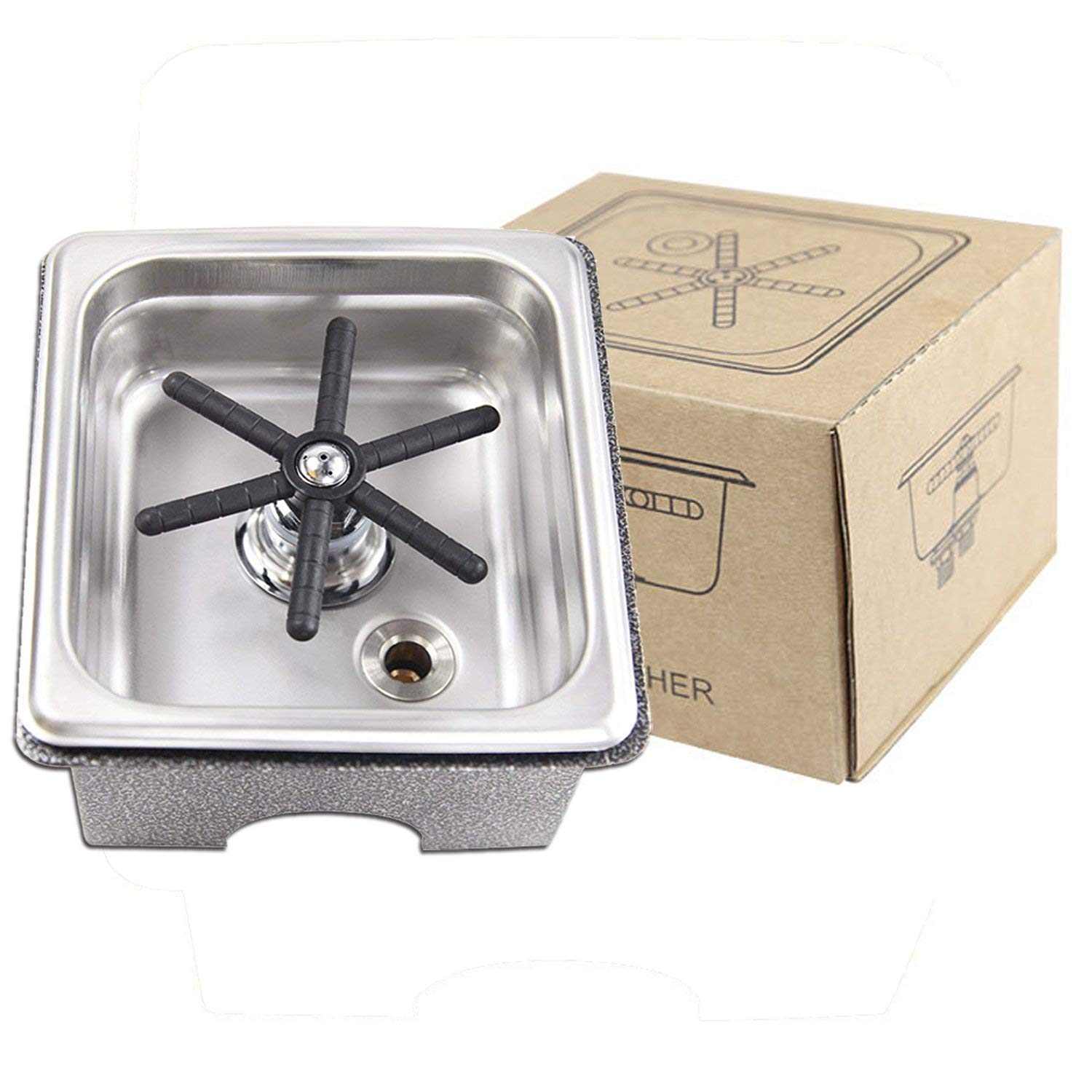Stainless Steel Sink Glass Rinser & Bottle Washer - Bar Faucet Attachment for Wine, Beer & Cocktail Glasses - Durable Kitchen Sink Accessory for Home Bars & Restaurants