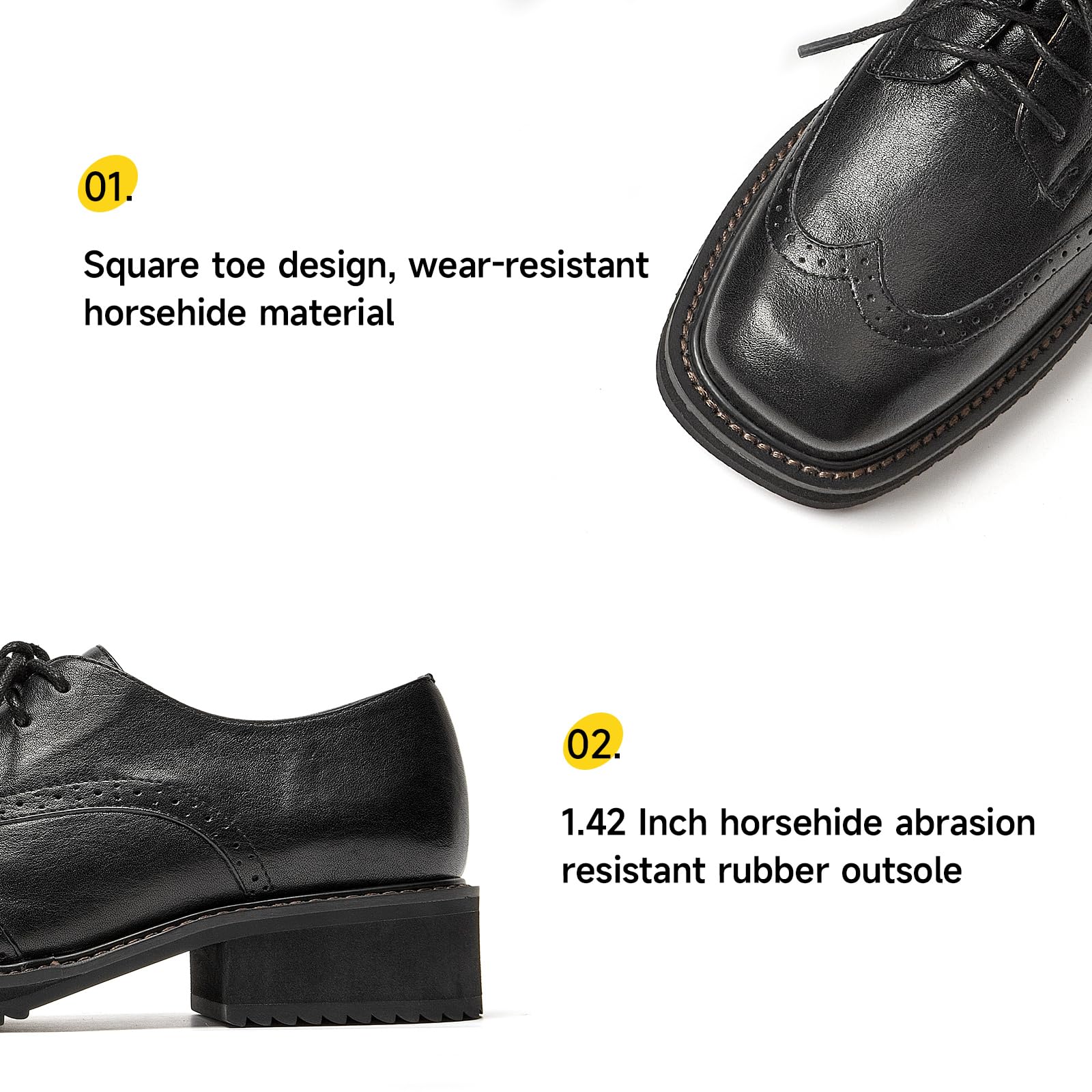 BEAU TODAY Women's Leather Oxford Brogue Dress Shoes – Breathable Comfort Wingtip Lace-Up Shoes for Business & Work | Professional Office Attire & Formal Occasions