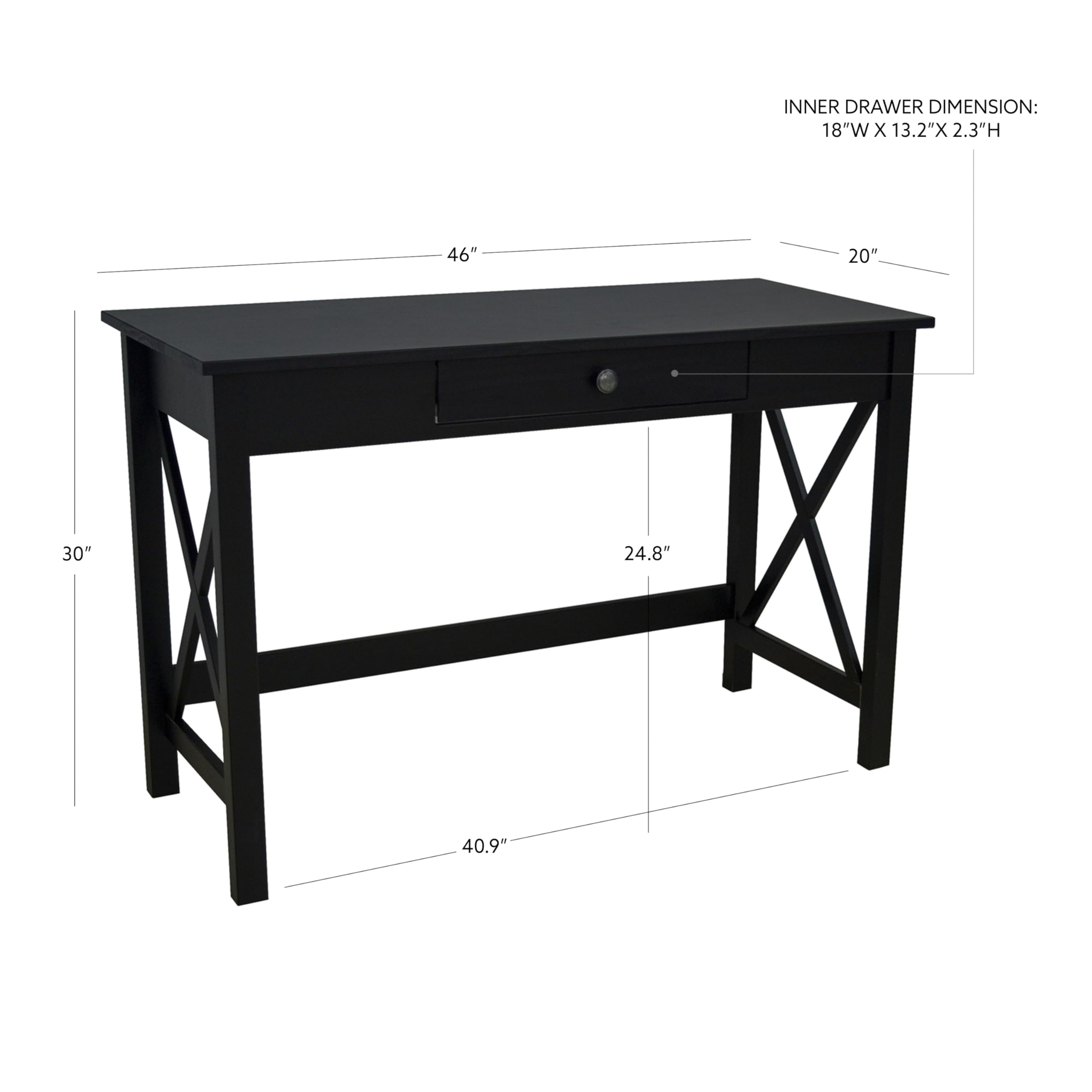 Linon Home Decor Nelson Laptop Desk - Black Modern Writing Desk for Home Office, Study & Workspace - Perfect for Small Spaces, Dorm Rooms & Bedside Use