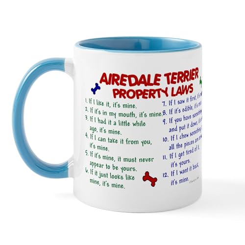 White/Blue Inside - Airedale Terrier Property Laws 2 Mug