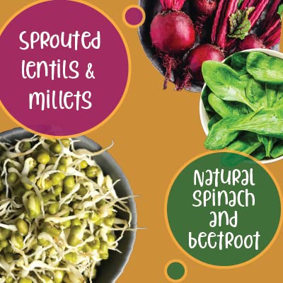 Organic Sprouted Lentils & Millets Instant Dosa Mix - High Protein, Fiber-Rich, Low GI Breakfast - No Maida, No Palm Oil - 200g (Pack of 2: Beetroot & Spinach) - Perfect for Vegan, Keto & Gluten-Free Diets - Quick Healthy Meals for Busy Mornings