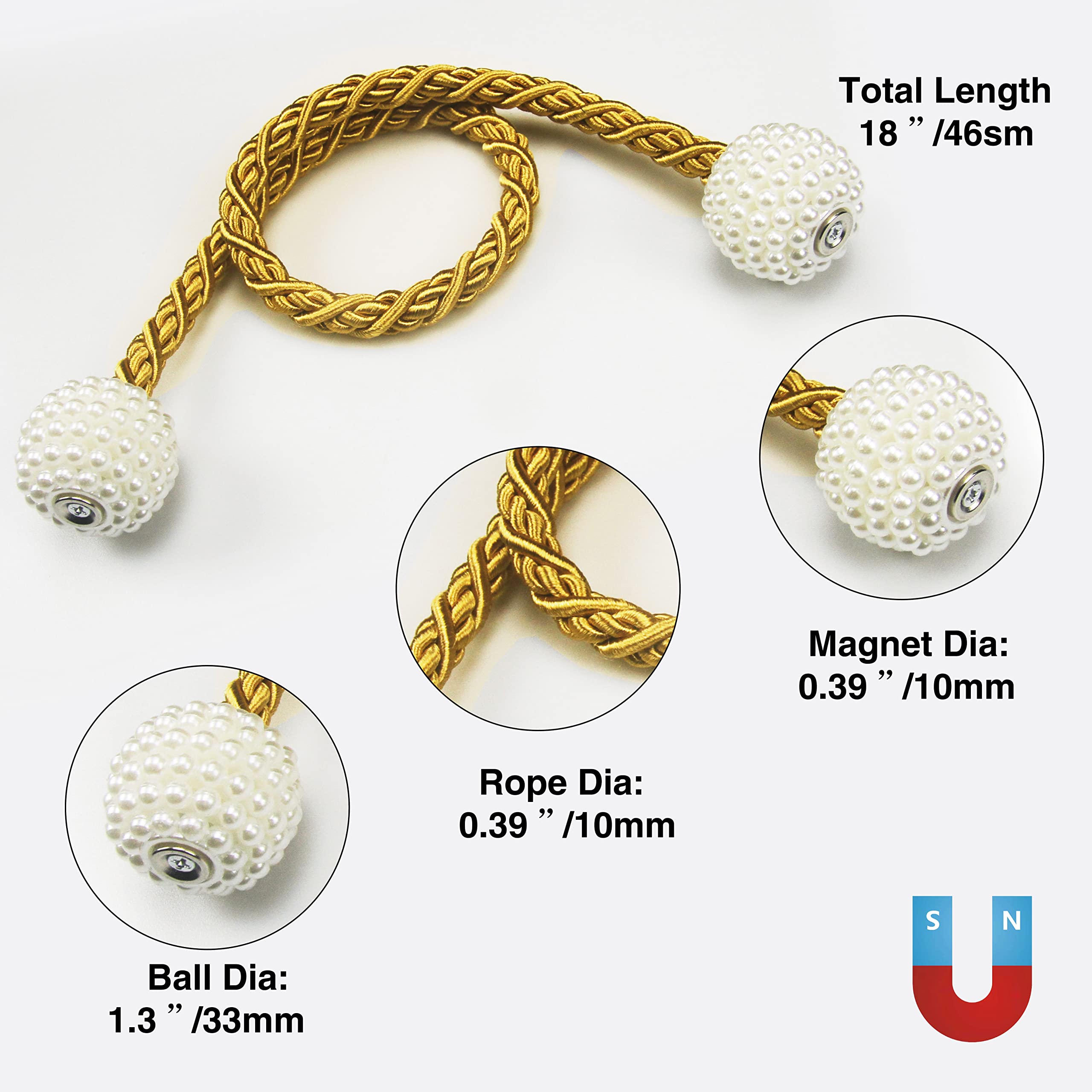 Magnetic Curtain Tiebacks - Convenient Drape Holdbacks for Windows, Weave Rope Design for Indoor & Outdoor Use - Perfect for Living Room, Bedroom, and Patio Decor