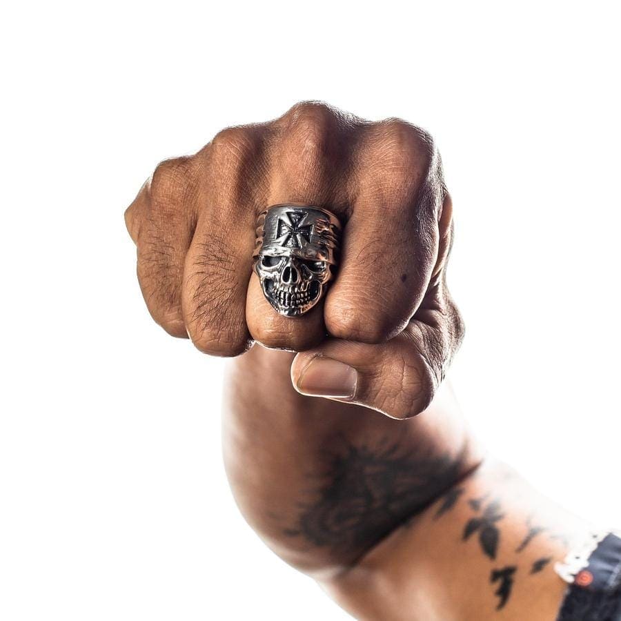 Sterling Silver Skull Ring for Men - Gothic Biker Bandana Style Jewelry - Perfect for Motorcycle Riders, Rock Music Fans & Edgy Fashion Lovers