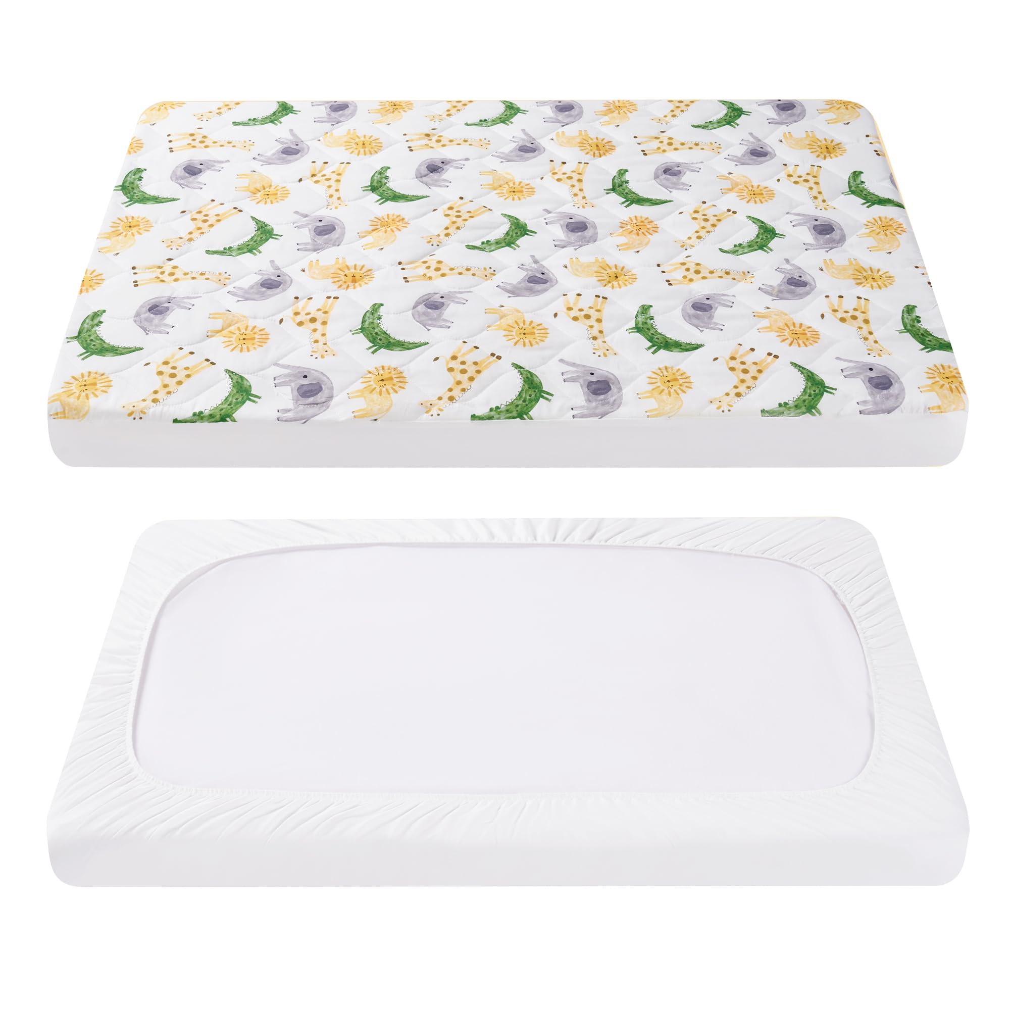TILLYOU Pack and Play Sheet - Soft Quilted Crib Mattress Cover Pad, Toddler Playpen Mattress Protector with 1-3 Inch Deep Pocket, Thick Play Yard Sheet 39