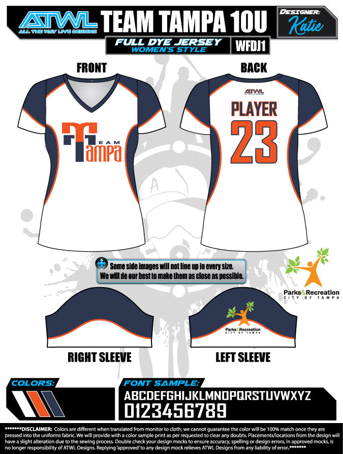 Team Tampa White Women's Full Dye Sublimated Lacrosse Jersey - Breathable & Moisture-Wicking for Game Day & Practice | Perfect for Lacrosse Players & Fans