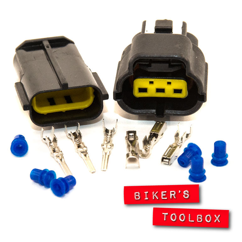 3 Way AMP Econoseal J Series Waterproof Electrical Connectors - Ideal for Automotive, Marine, and Industrial Wiring Applications