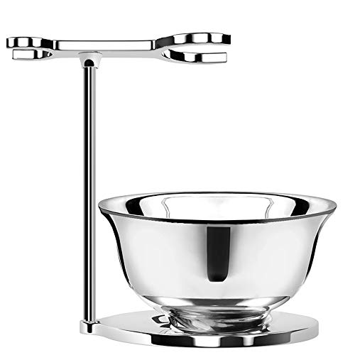 Premium ACRIMAX Chrome Shaving Brush & Razor Stand Set with Soap Bowl - Compatible with Safety Razors, Gillette, and Most Manual Razors - Perfect for Men's Grooming and Bathroom Organization