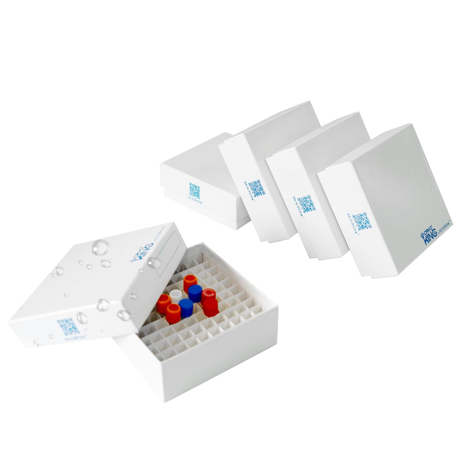 100-Well Microtube Storage Box - 2 Inch Height Cardboard Cryogenic Lab Freezer Box with Plastic Coating | White Cryo Box for Laboratory Sample Organization (Case of 100) | Ideal for Biobanking, DNA/RNA Storage & Medical Research