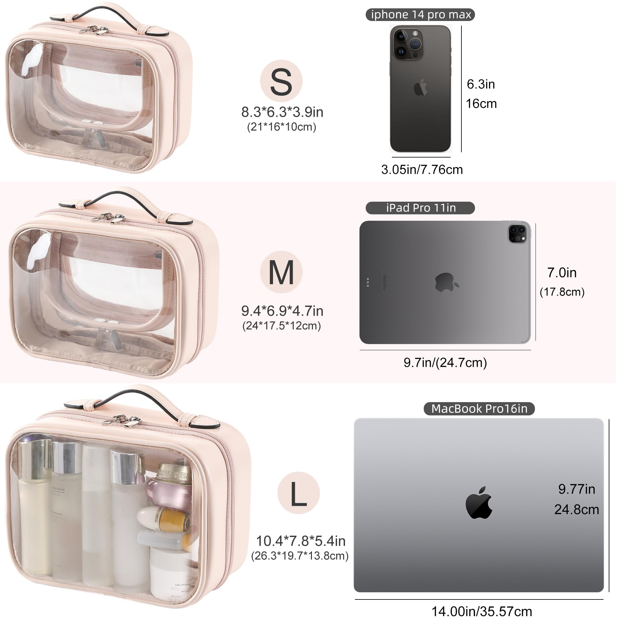 Veki Clear Makeup Bag - Large Waterproof Travel Cosmetic Case with Zipper, Spacious Toiletry Organizer for Women | Perfect for Travel, Gym & Daily Cosmetics Storage