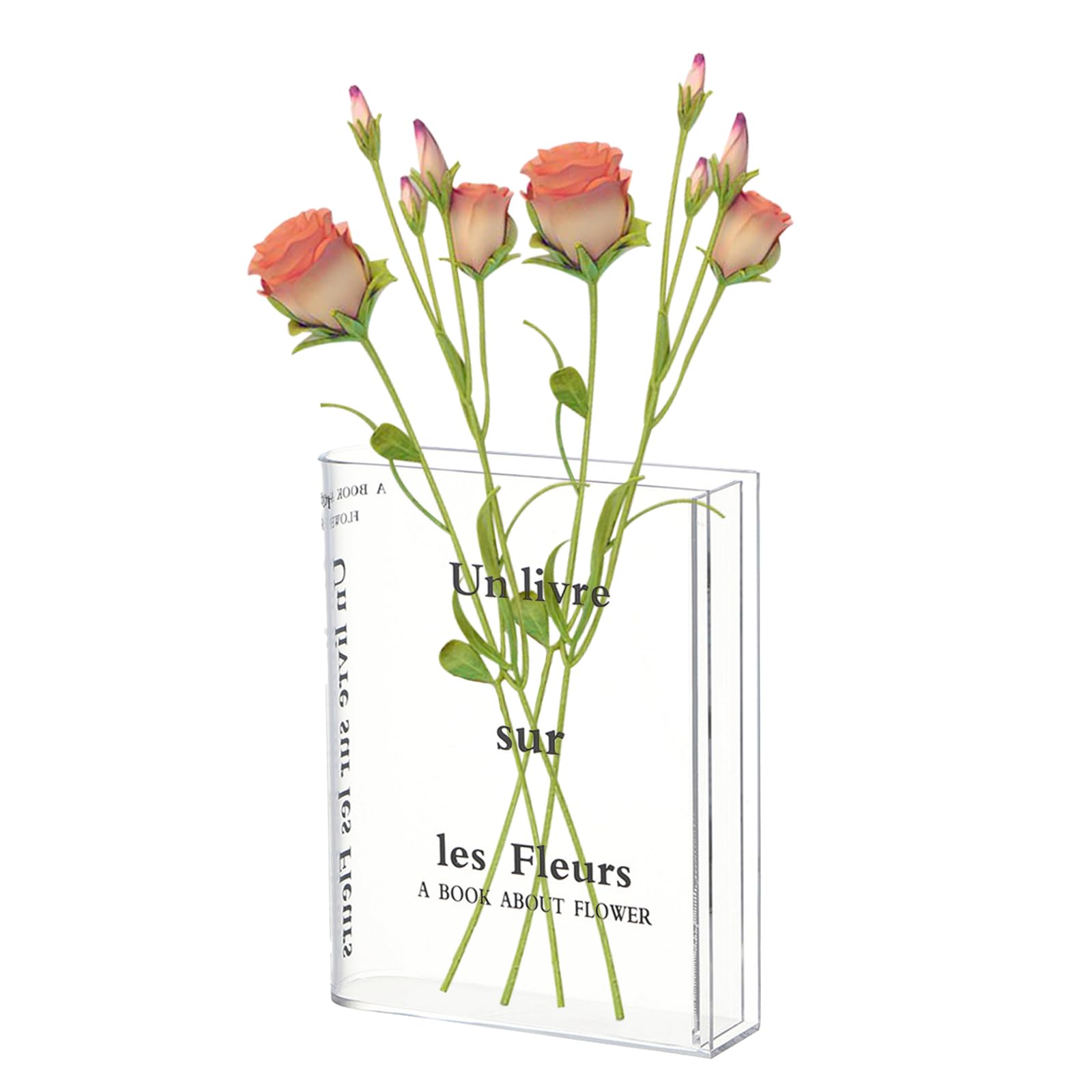 Clear Acrylic Vase for Flowers - Modern Transparent Tulip Vase for Home & Office Decor - Elegant Table Centerpiece for Bedroom, Living Room, Wedding, Dining Table & Bookshelf Display