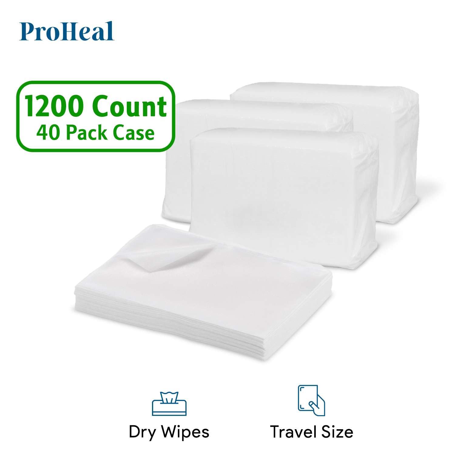 Disposable Dry Wipes for Baby and Adults - 1200 Count (40 Pack) Ultra Soft Cotton Tissue Washcloths - 7