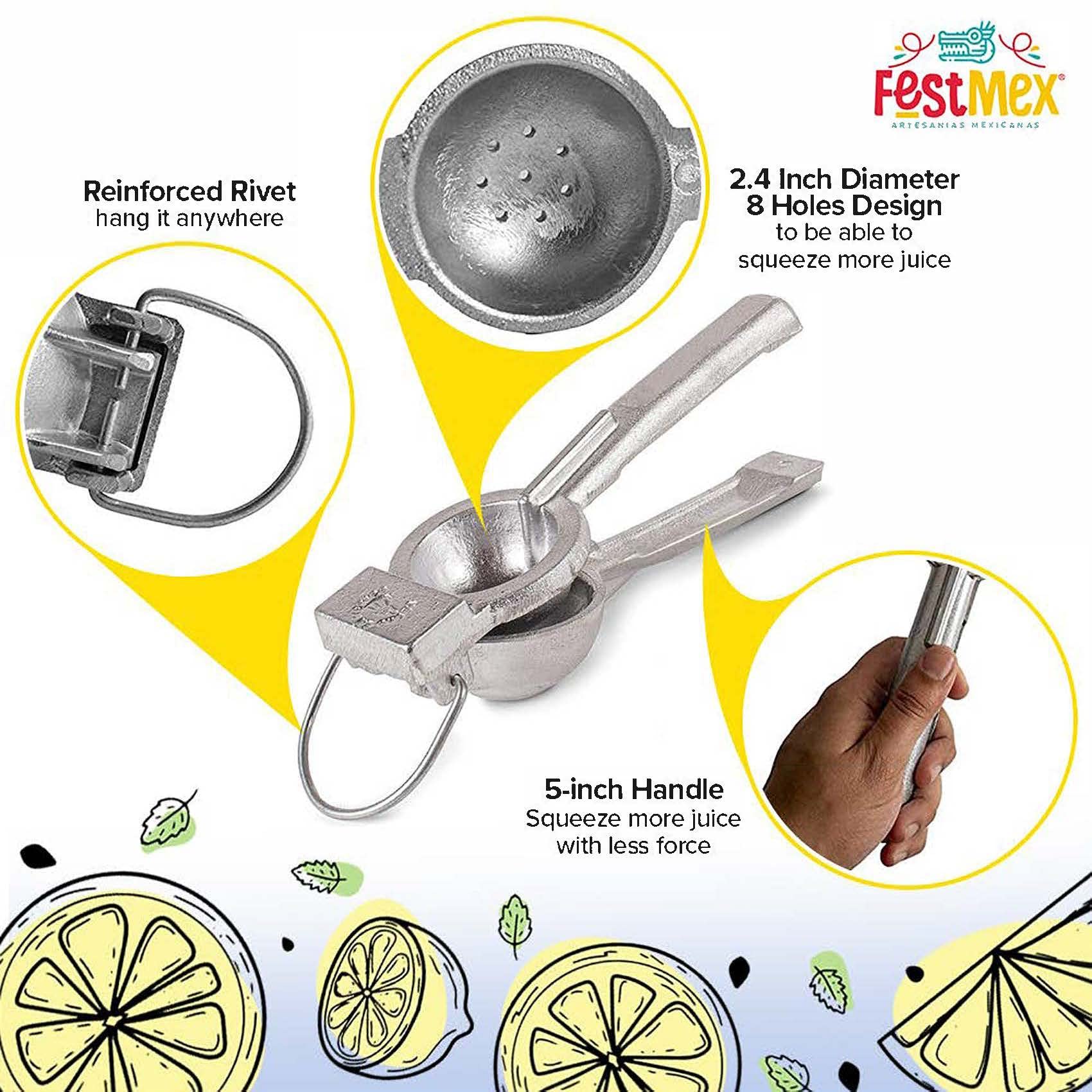 Premium Cast Aluminum Lemon Lime Squeezer - Heavy Duty Manual Citrus Press for Lemon, Lime & Oranges - Commercial Grade Juicer (2.4