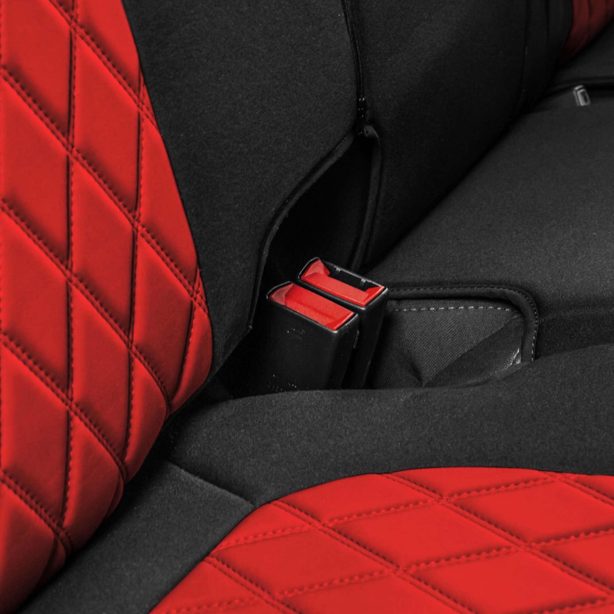 FH Group Custom Fit Neoprene Water Resistant Seat Covers for 2019-2023 GMC Sierra 1500/2500HD/3500HD SLT AT4 Denali - Rear Set Red | Durable Car Seat Protectors for Trucks & SUVs | Perfect for Off-Roading, Camping & Work Commutes