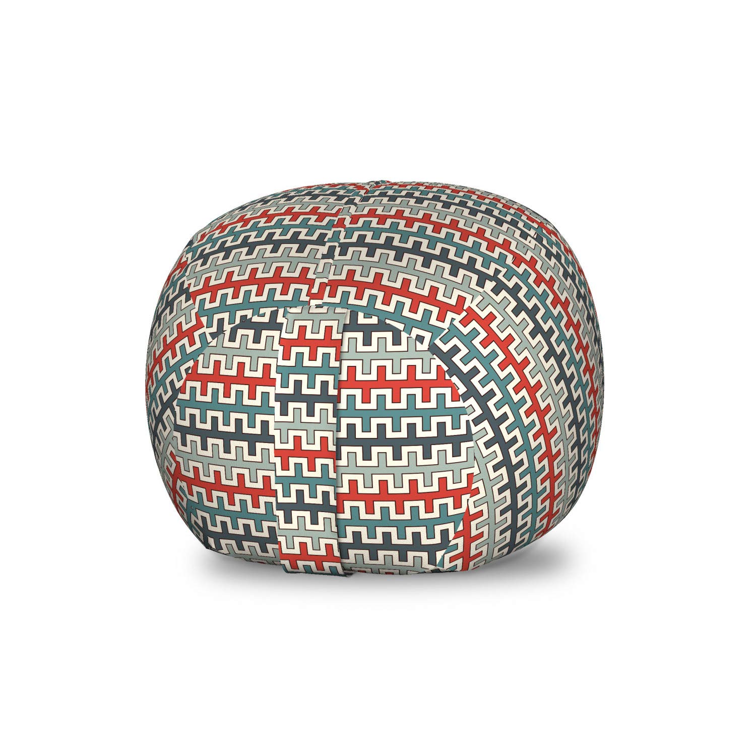 Ambesonne Retro Storage Toy Bag Chair - Vintage Geometric Design with Angled Lines, Washable Stuffed Animal Organizer for Kids Room | Small Multicolor Bean Bag for Playroom, Bedroom & Nursery Decor