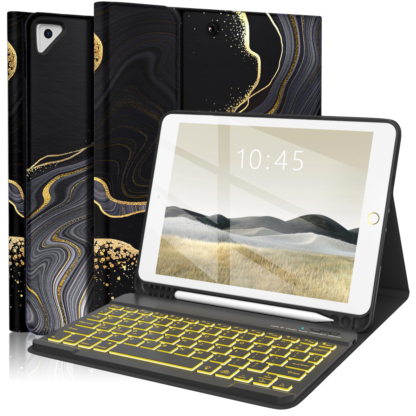 FUWANG 10.2 Inch iPad Keyboard Case for iPad 9th/8th/7th Gen, iPad Air 3rd Gen & iPad Pro 10.5