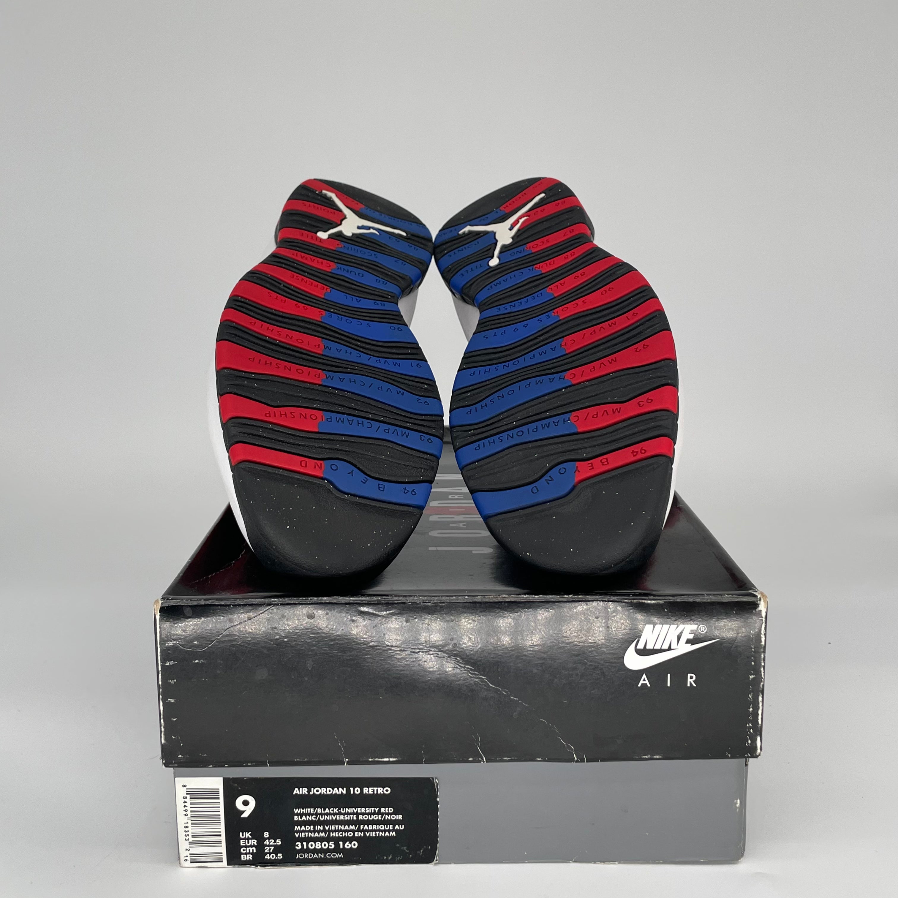 AIR JORDAN 10 Chris Paul Retro Basketball Shoes Men's Size 9 - White/Black-Varsity Red (310805-160) | Authentic NBA Sneakers for Sports & Streetwear Fashion